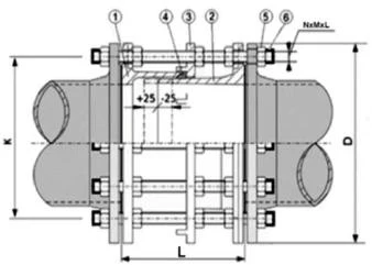 Dismantling joint reference dimension diagram
